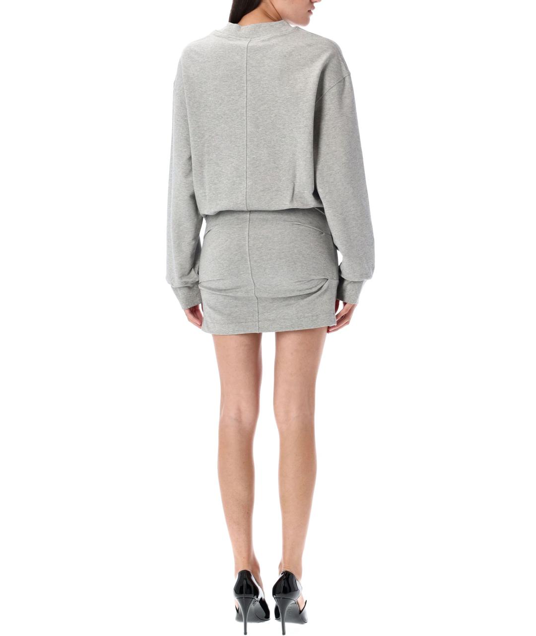 THE ATTICO Серое хлопковое платье, фото 3