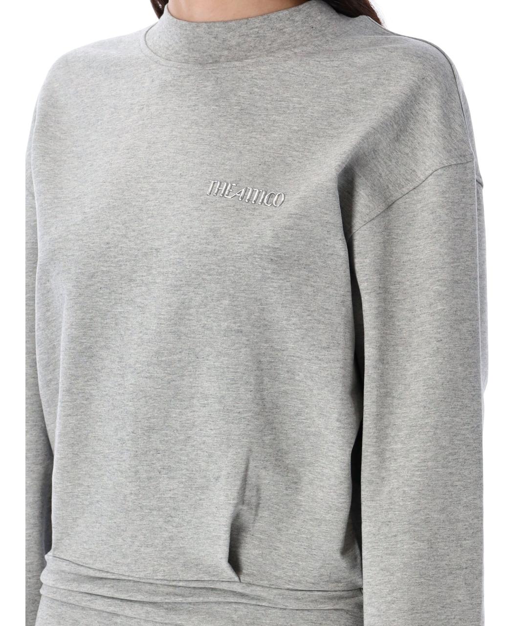 THE ATTICO Серое хлопковое платье, фото 4