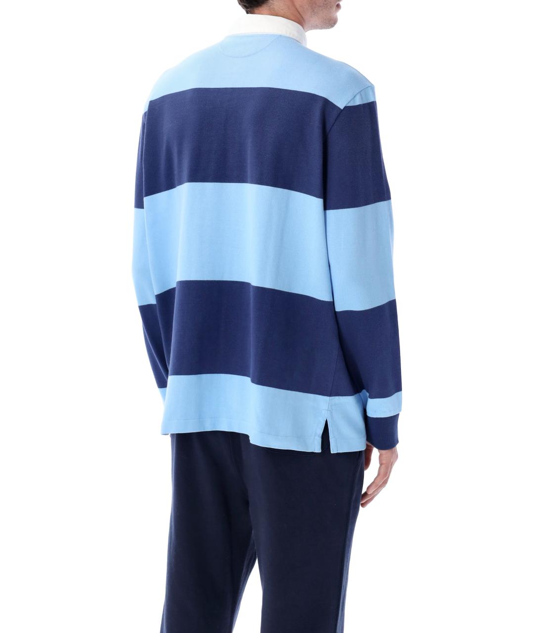 POLO RALPH LAUREN Синее хлопковое поло с длинным рукавом, фото 3