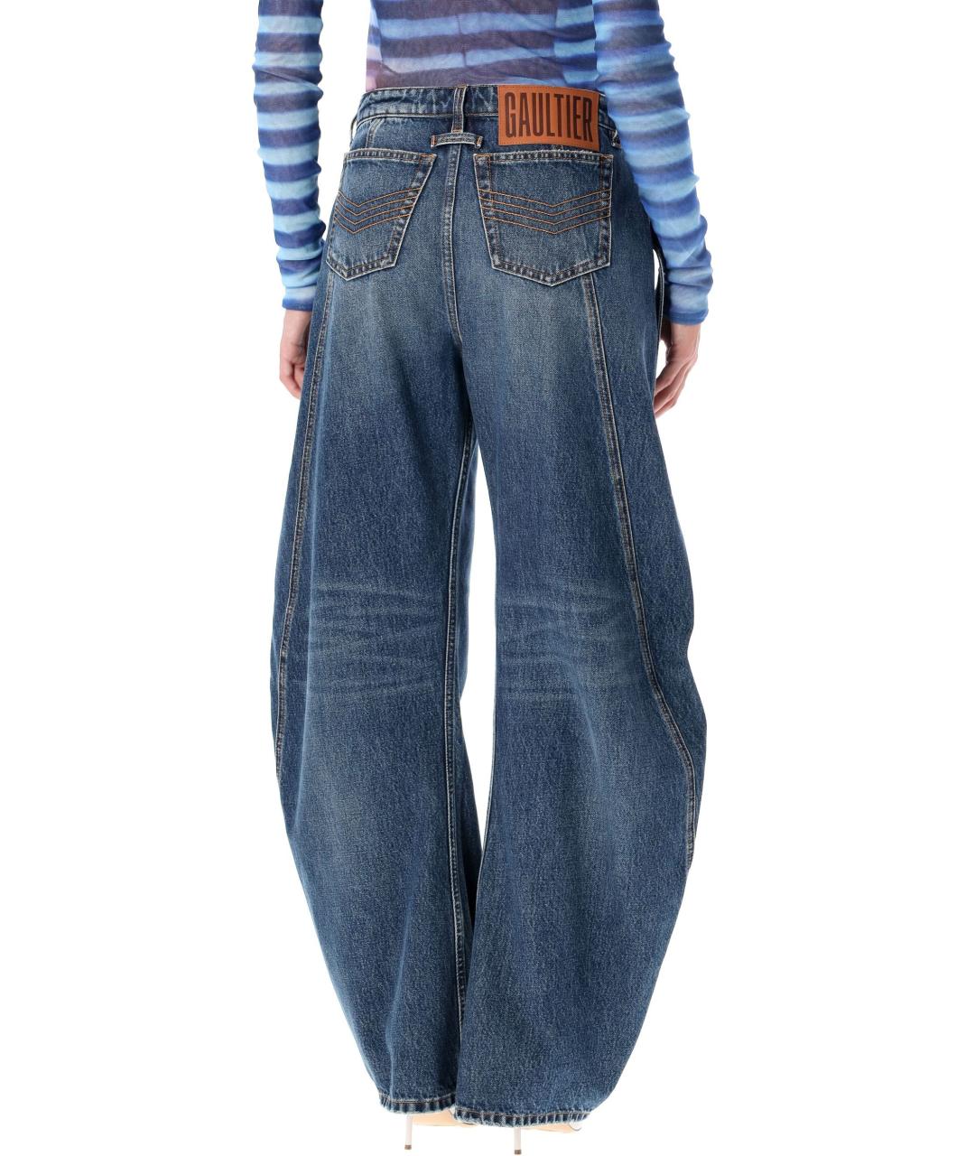 JEAN PAUL GAULTIER Синие хлопковые прямые джинсы, фото 2