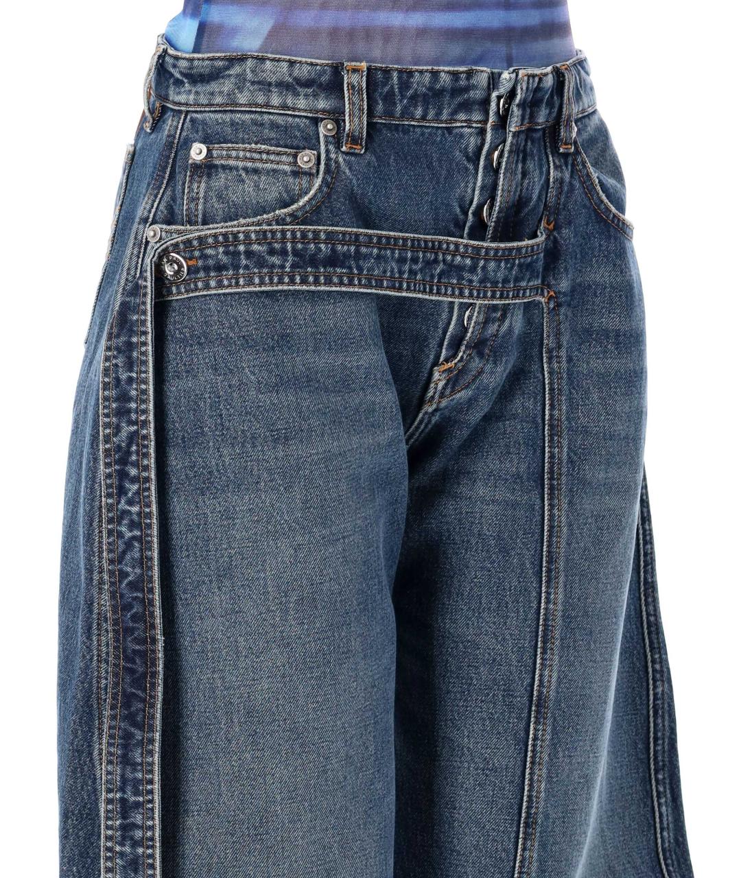 JEAN PAUL GAULTIER Синие хлопковые прямые джинсы, фото 3