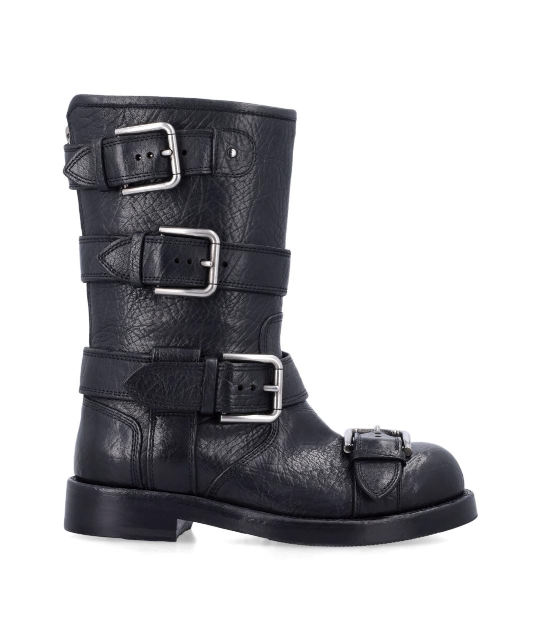 DOLCE&GABBANA Черные кожаные сапоги, фото 1