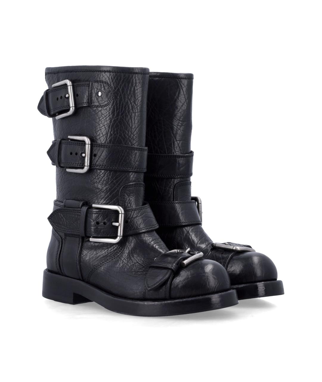 DOLCE&GABBANA Черные кожаные сапоги, фото 2