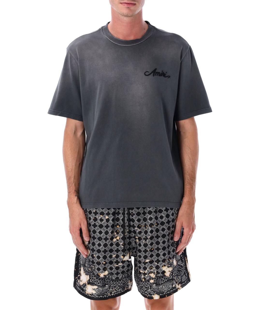 AMIRI Черная хлопковая футболка, фото 4