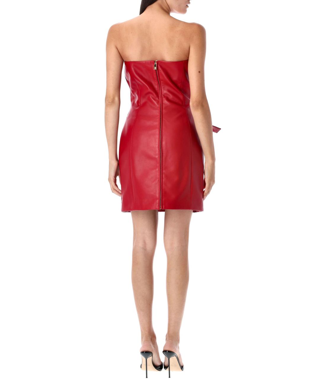 VERSACE Красное кожаное коктейльное платье, фото 3