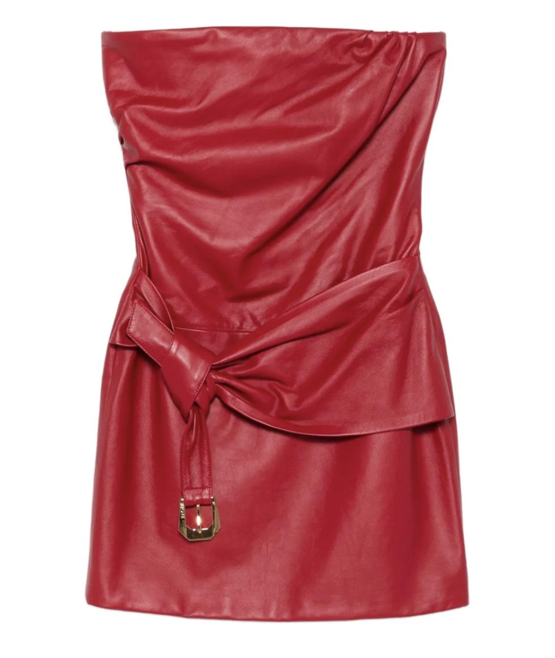 VERSACE Красное кожаное коктейльное платье, фото 1