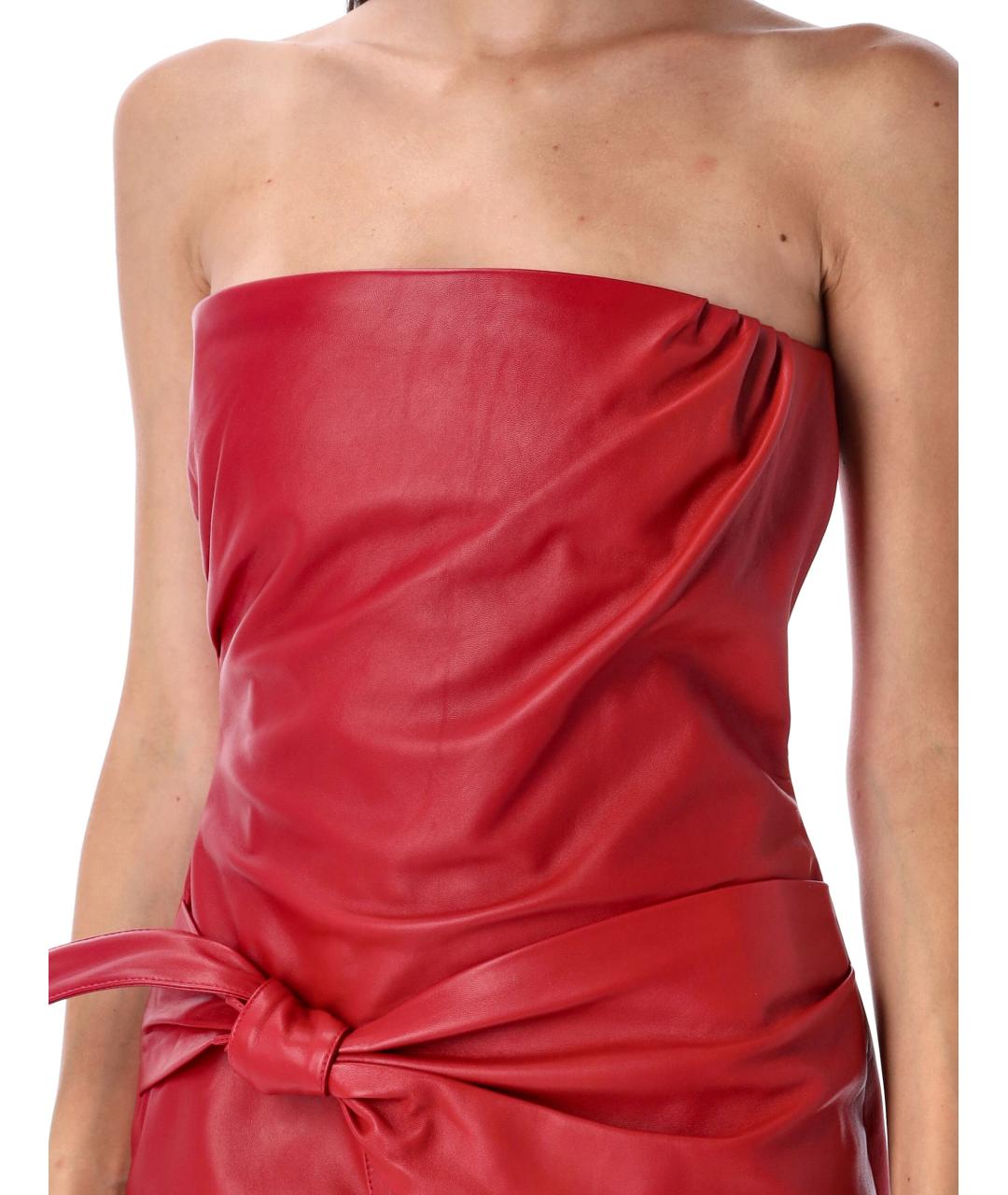 VERSACE Красное кожаное коктейльное платье, фото 4