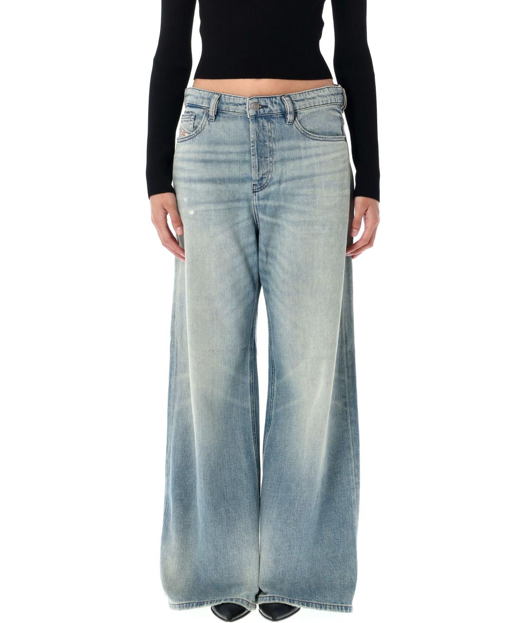 DIESEL Голубые хлопковые прямые джинсы, фото 4