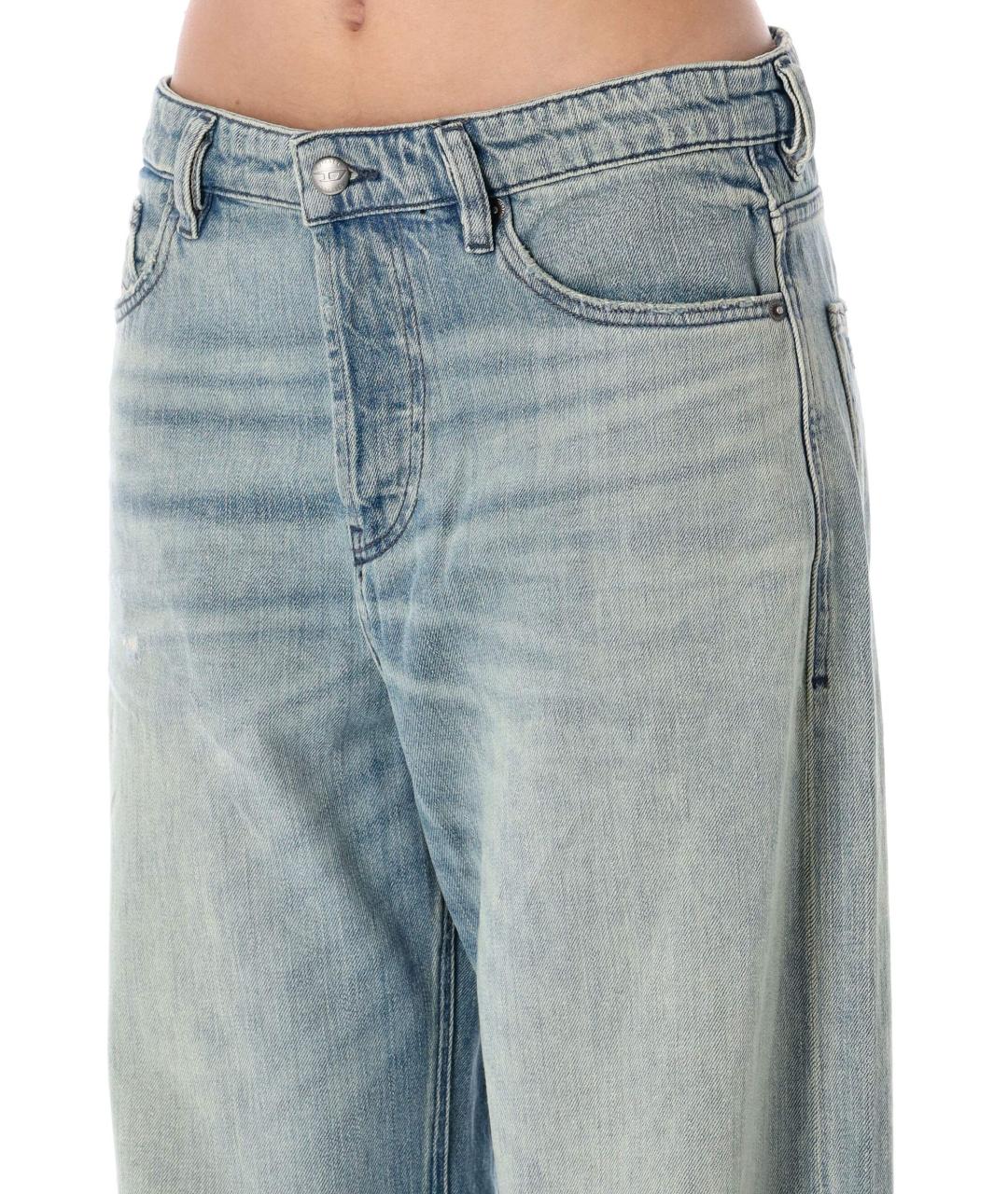 DIESEL Голубые хлопковые прямые джинсы, фото 3