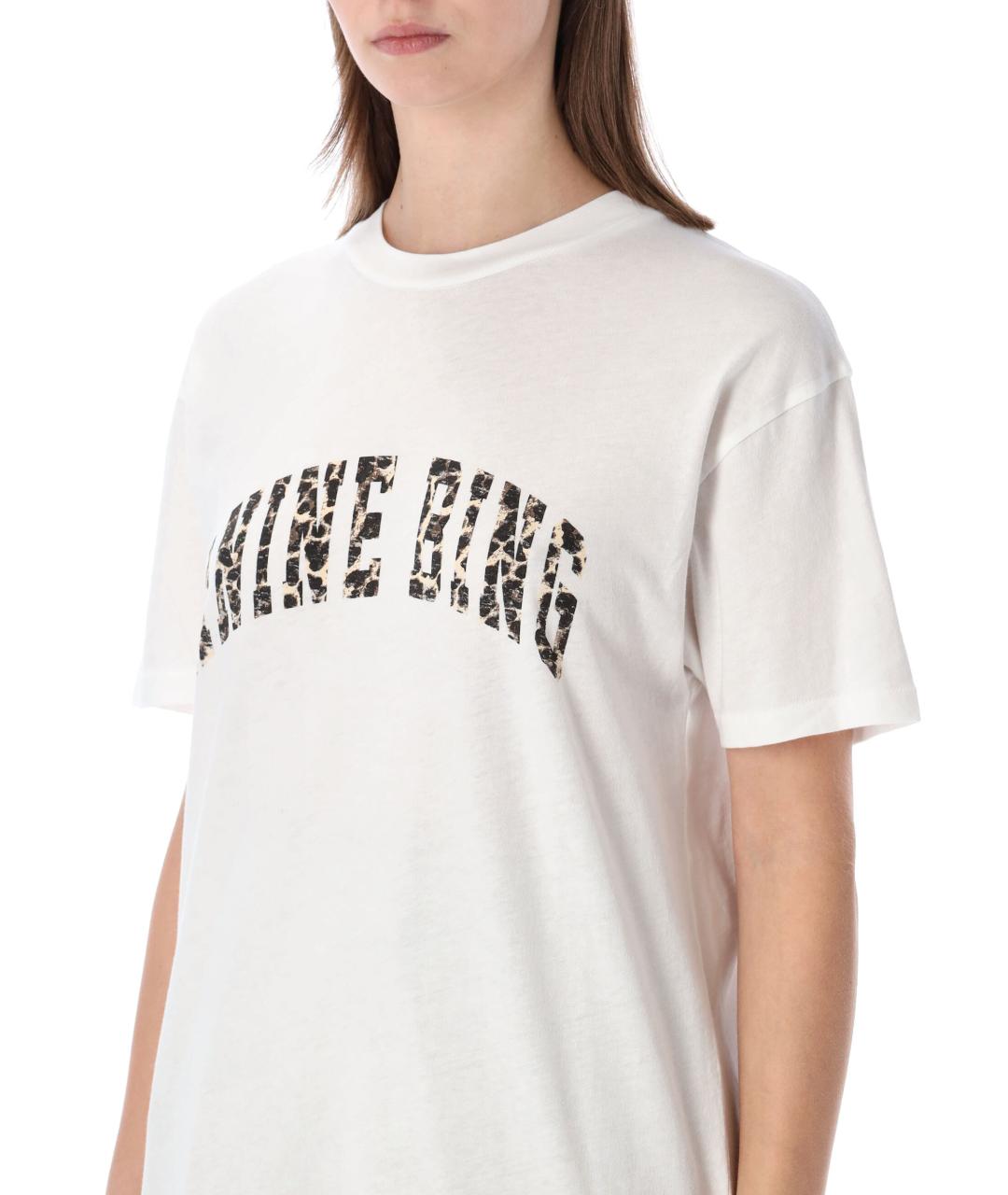 ANINE BING Белая хлопковая футболка, фото 4