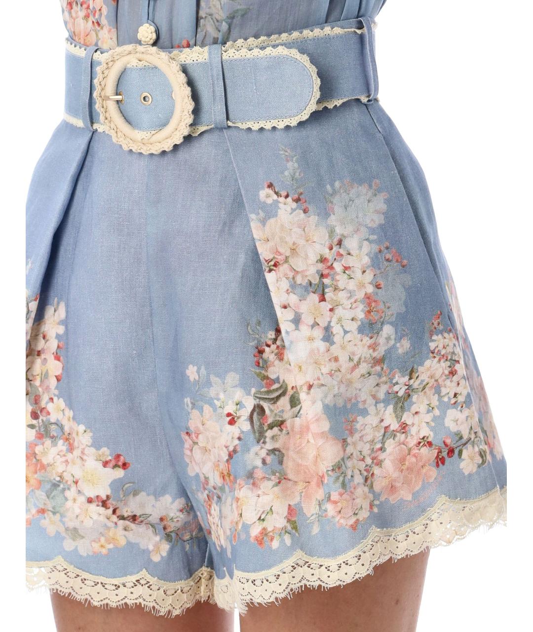 ZIMMERMANN Синие льняные шорты, фото 3
