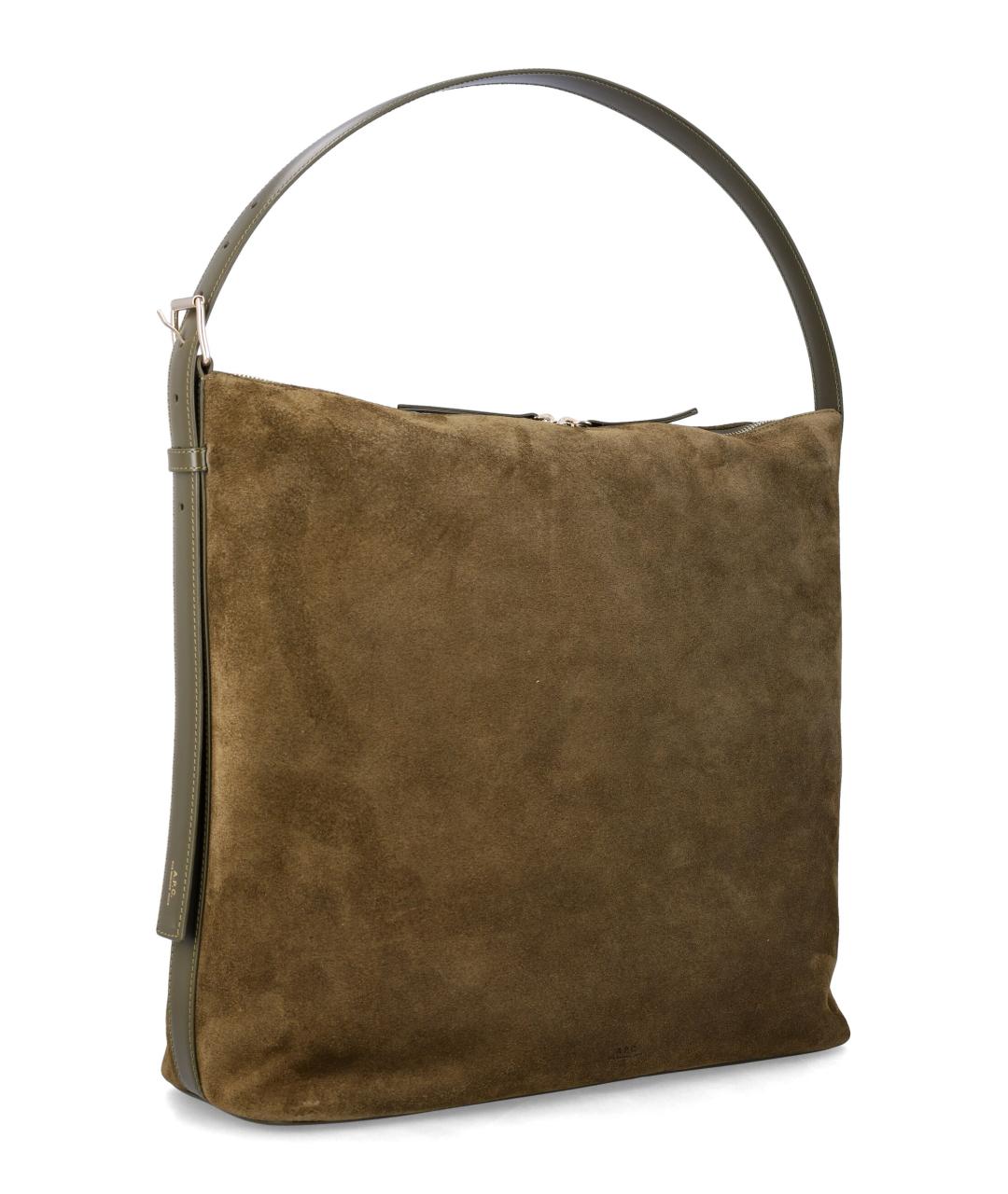 A.P.C. Хаки кожаная сумка через плечо, фото 2