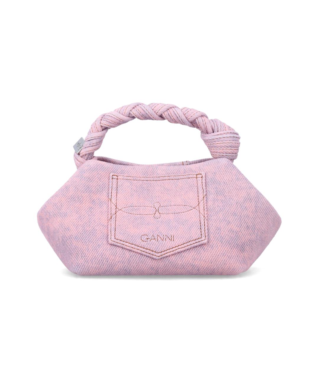 GANNI Розовая хлопковая сумка с короткими ручками, фото 3