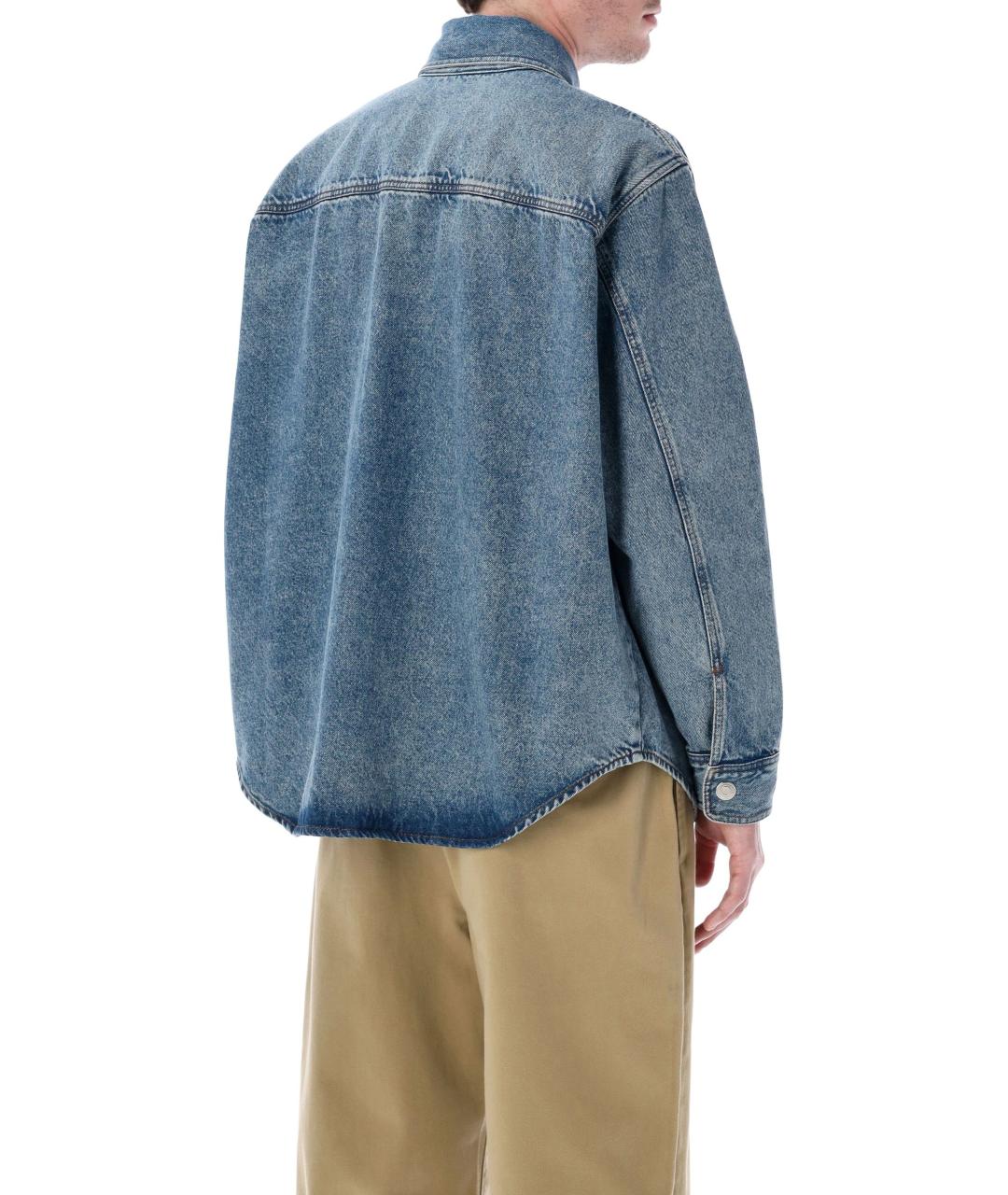 Ami Paris Синяя хлопковая кэжуал рубашка, фото 3