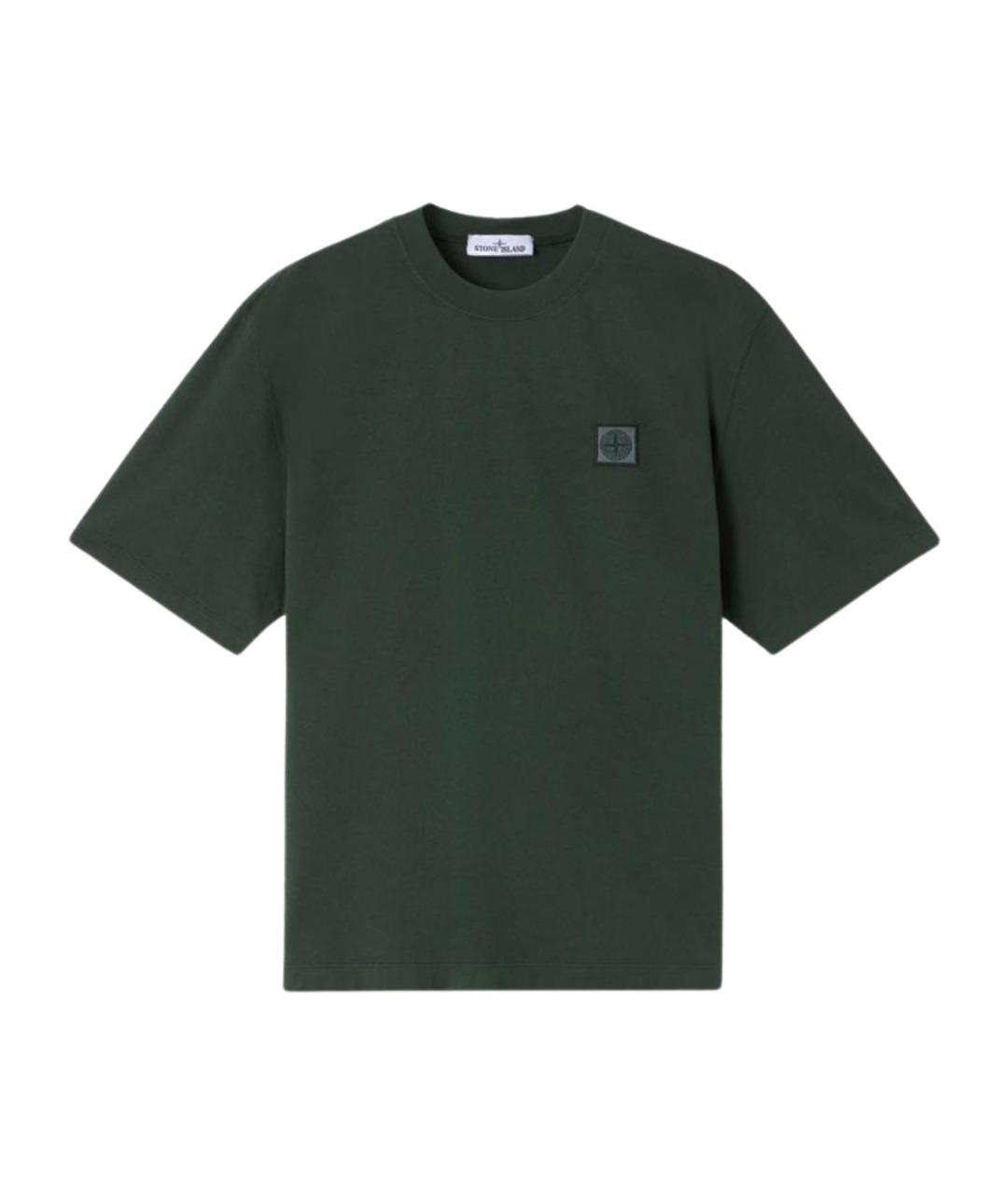 STONE ISLAND Зеленая хлопковая футболка, фото 1