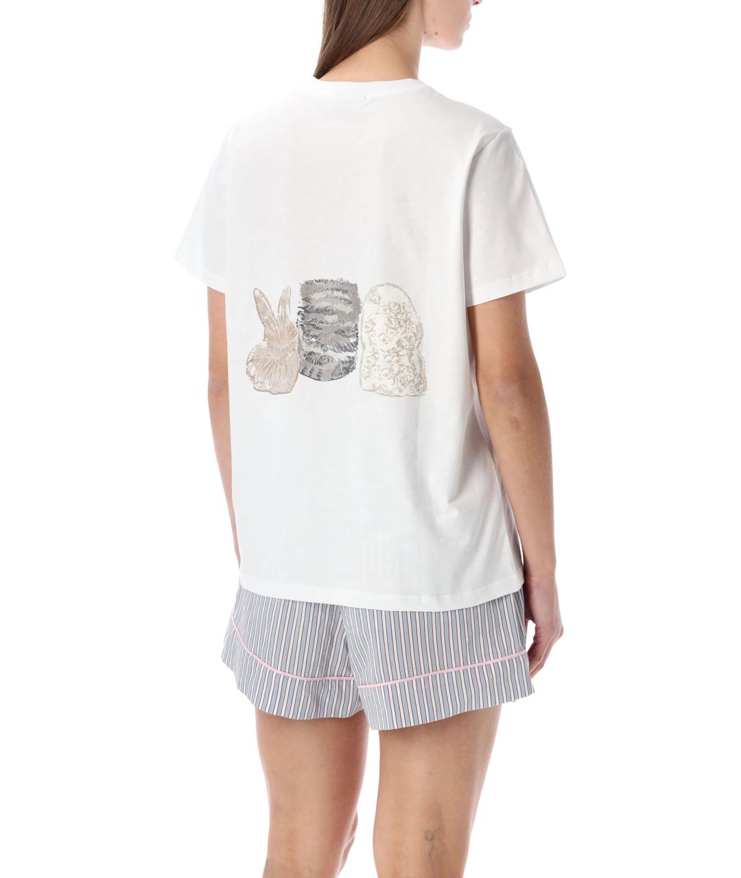 GANNI Белая хлопковая футболка, фото 2