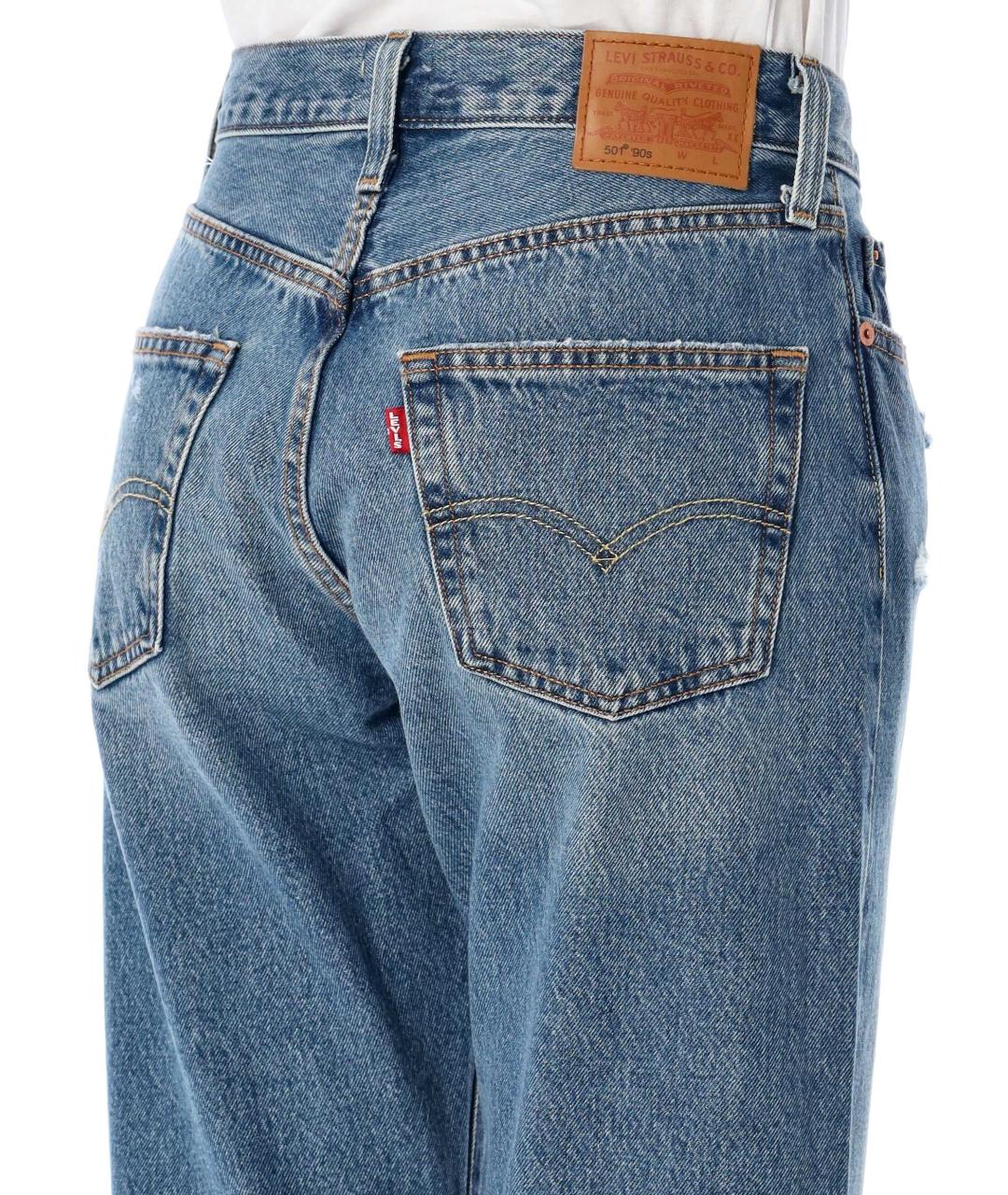 LEVI'S Синие хлопковые прямые джинсы, фото 3