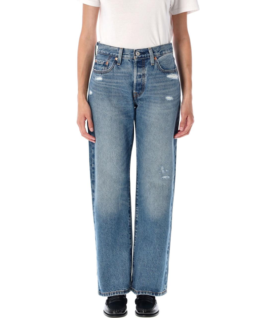 LEVI'S Синие хлопковые прямые джинсы, фото 4