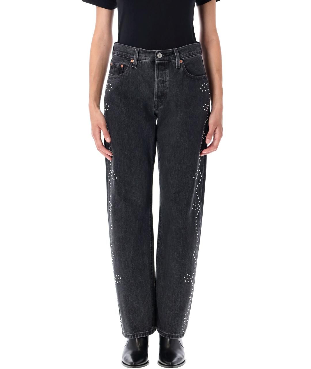 LEVI'S Черные хлопковые прямые джинсы, фото 2