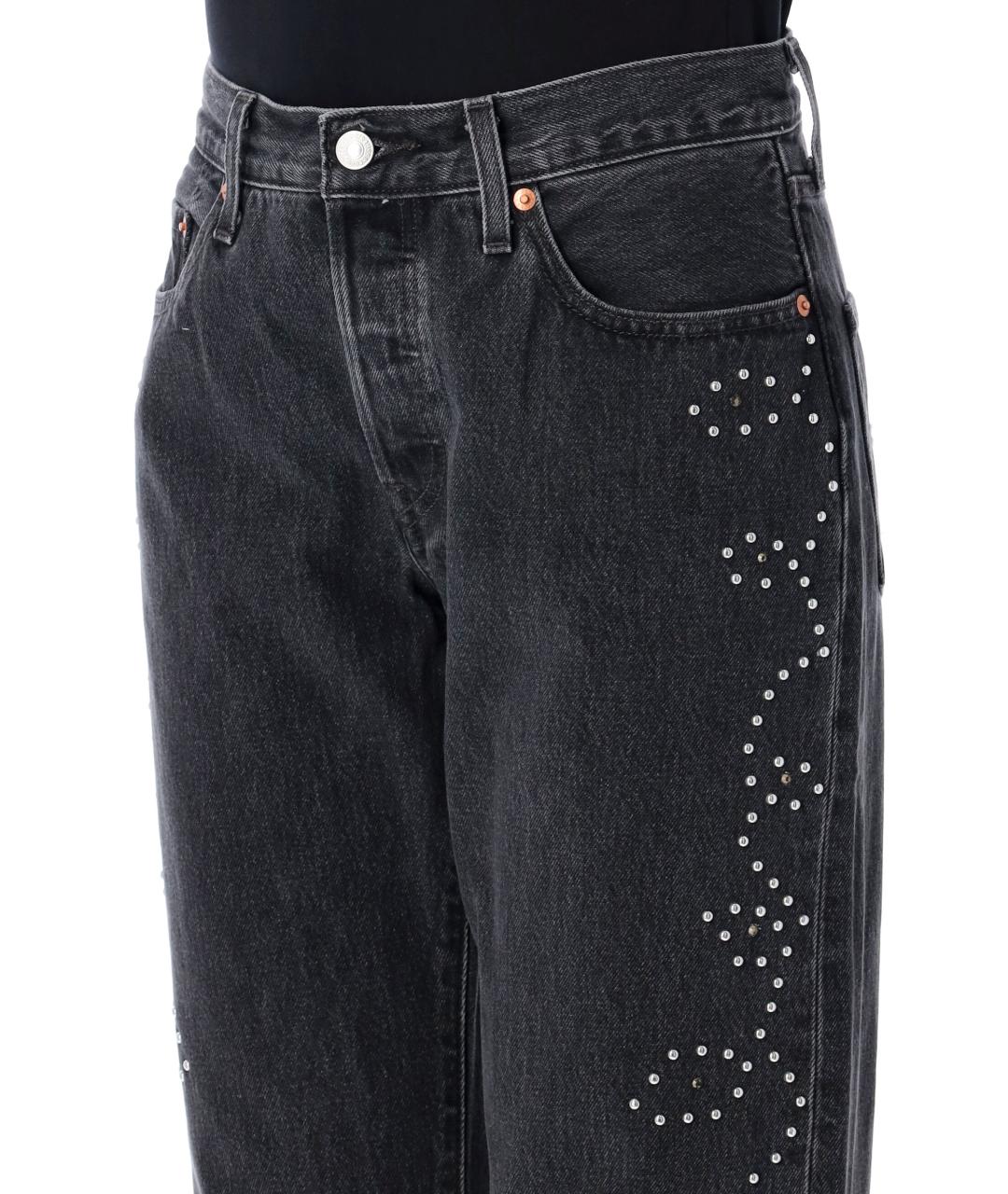 LEVI'S Черные хлопковые прямые джинсы, фото 4
