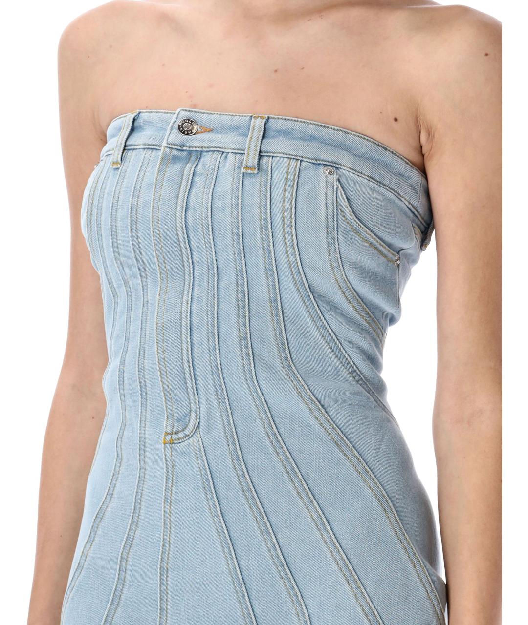 MUGLER Голубое хлопковое платье, фото 4