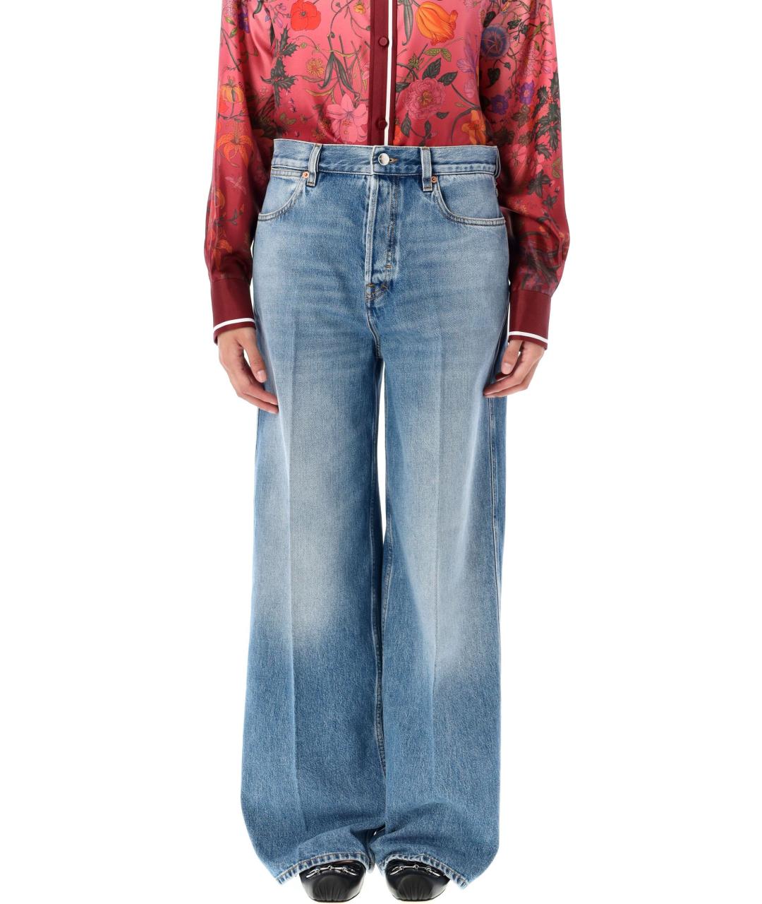 GUCCI Синие хлопковые прямые джинсы, фото 4