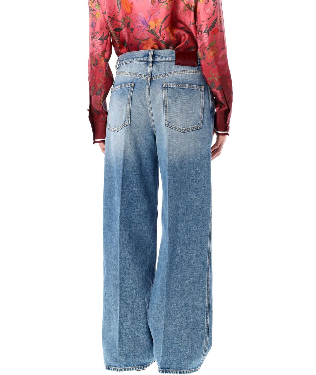 GUCCI Синие хлопковые прямые джинсы, фото 2