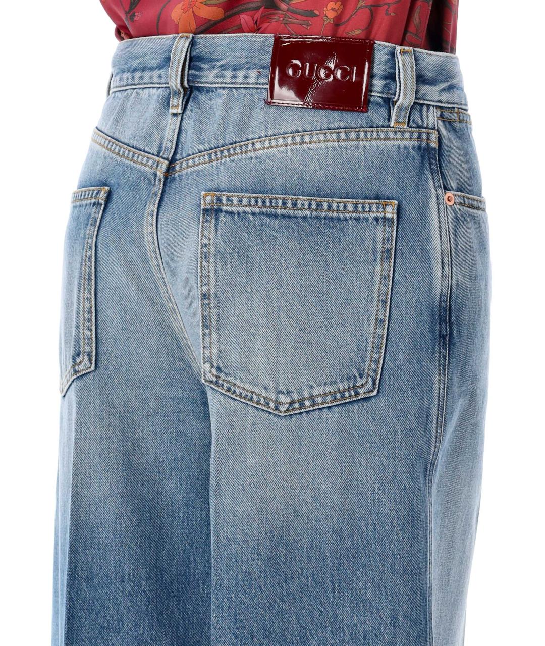GUCCI Синие хлопковые прямые джинсы, фото 3