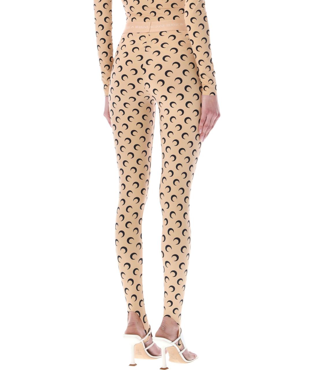 MARINE SERRE Бежевые полиамидовые леггинсы и велосипедки, фото 3