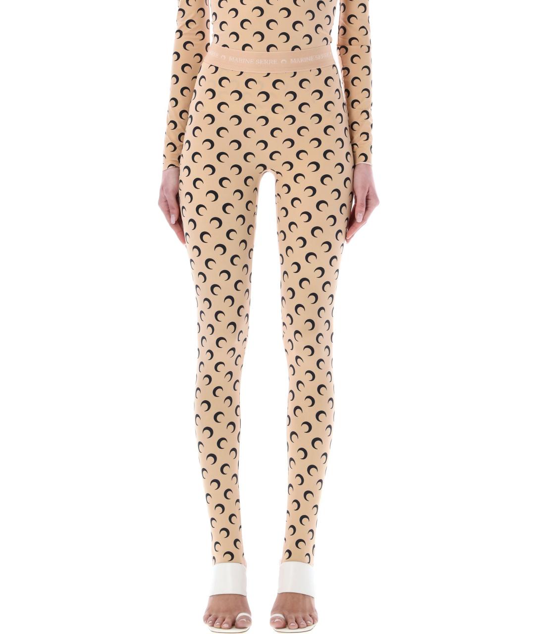 MARINE SERRE Бежевые полиамидовые леггинсы и велосипедки, фото 2