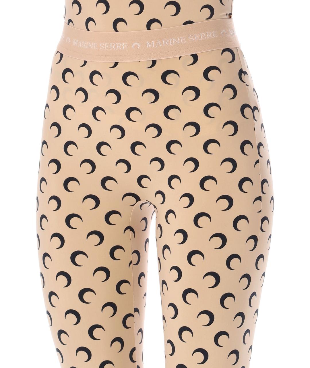 MARINE SERRE Бежевые полиамидовые леггинсы и велосипедки, фото 4