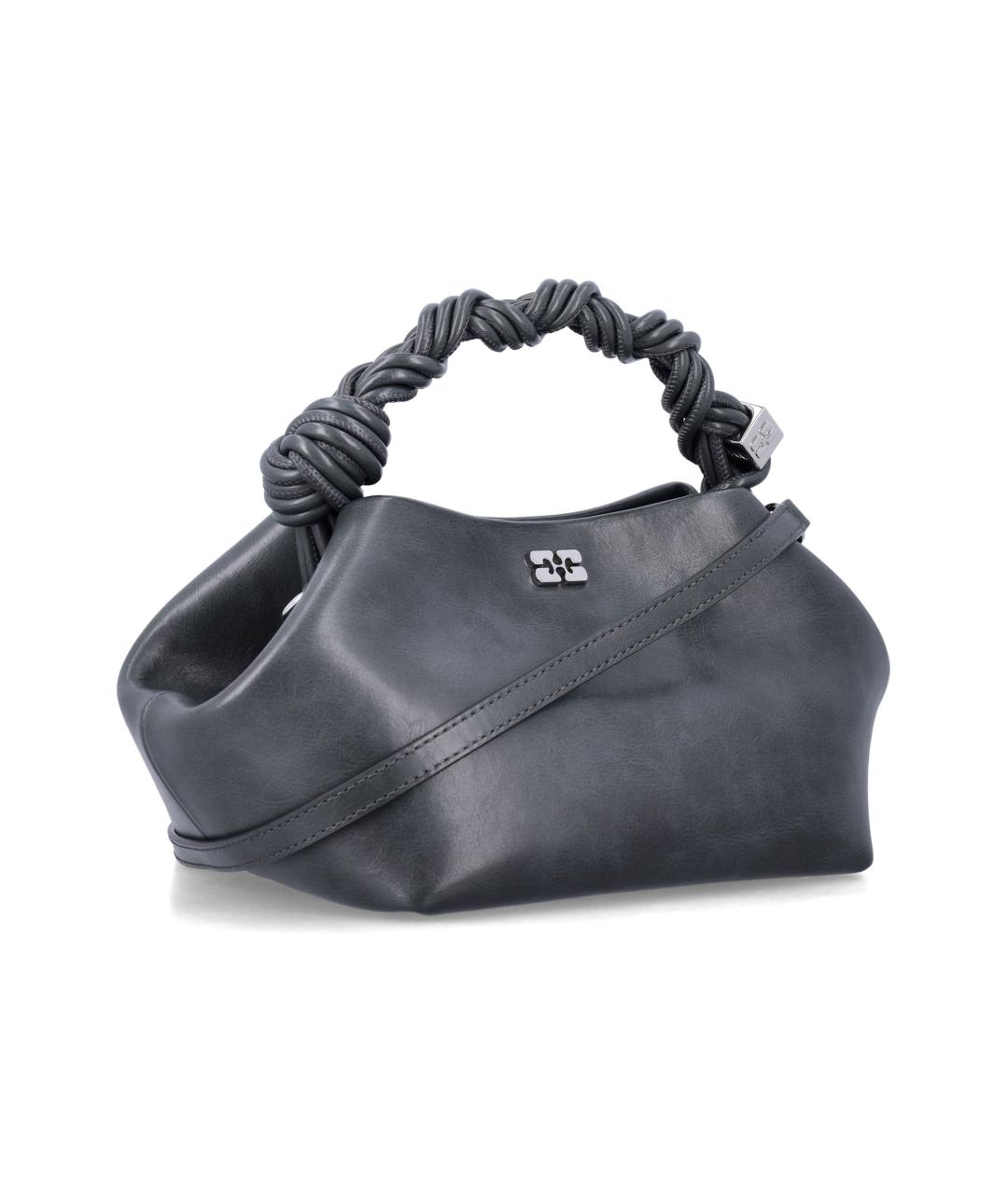 GANNI Серая кожаная сумка с короткими ручками, фото 2