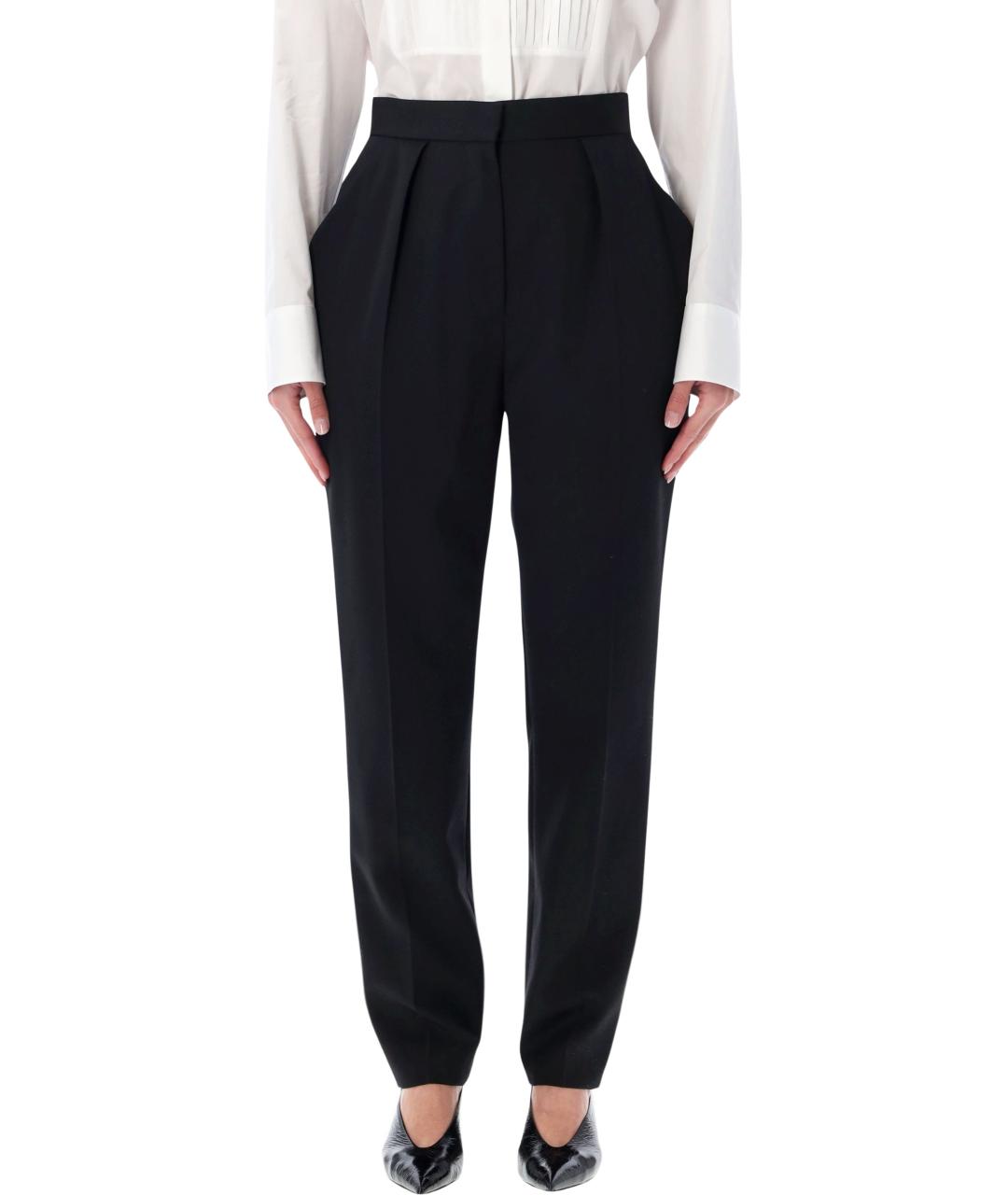 BALMAIN Черные шерстяные прямые брюки, фото 4
