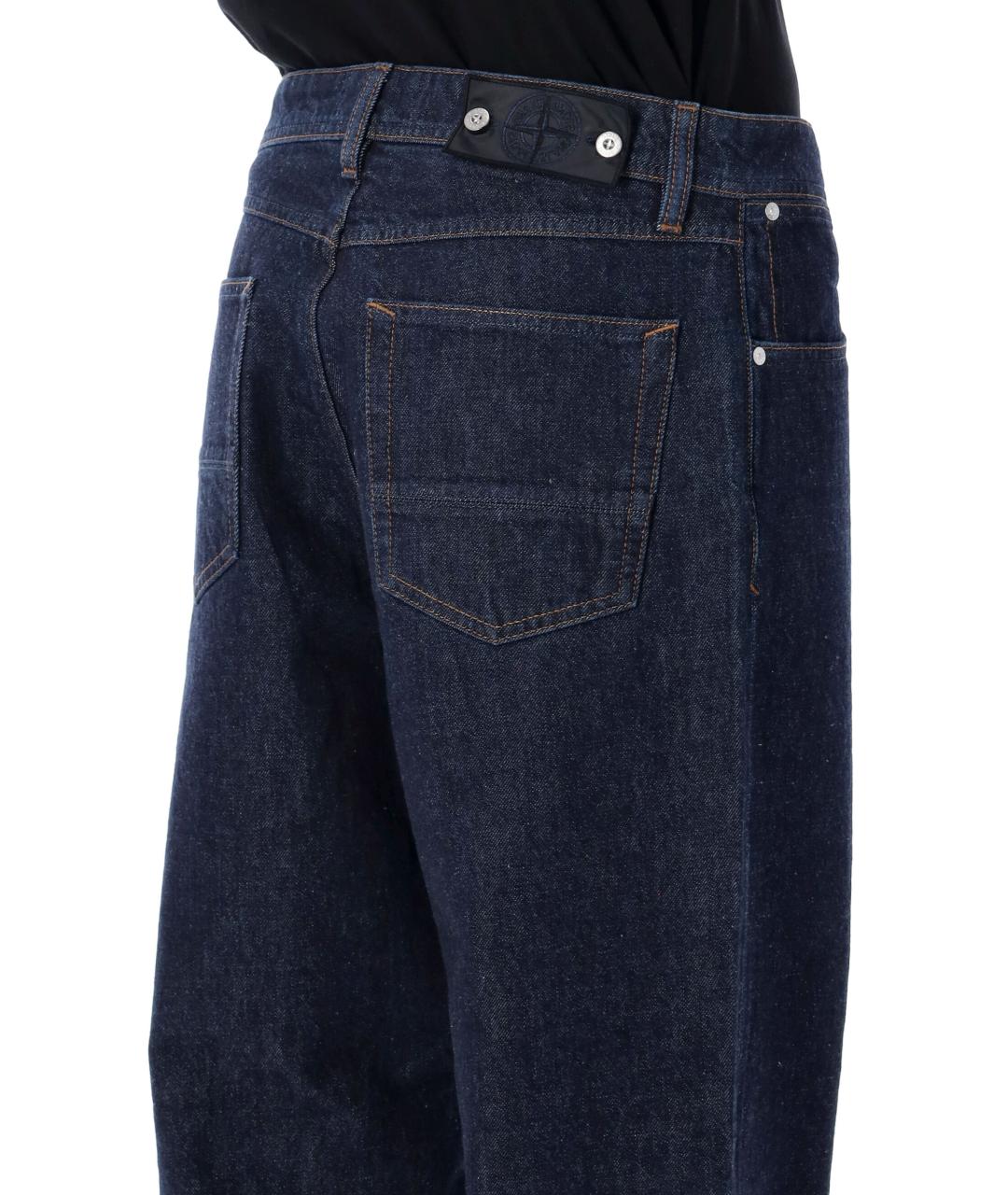 STONE ISLAND Синие хлопковые прямые джинсы, фото 3