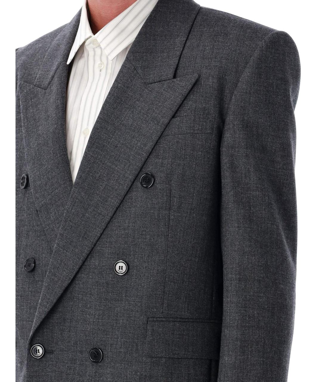 SAINT LAURENT Серый шерстяной пиджак, фото 3