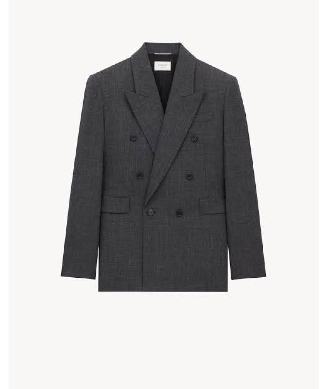 SAINT LAURENT Серый шерстяной пиджак, фото 1