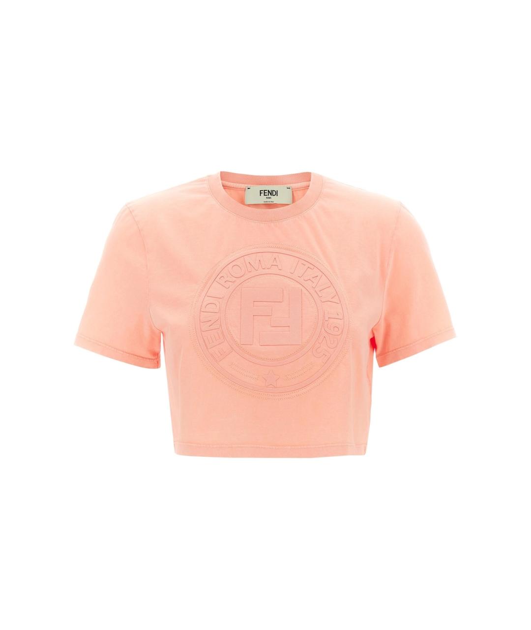 FENDI Розовая хлопковая футболка, фото 1