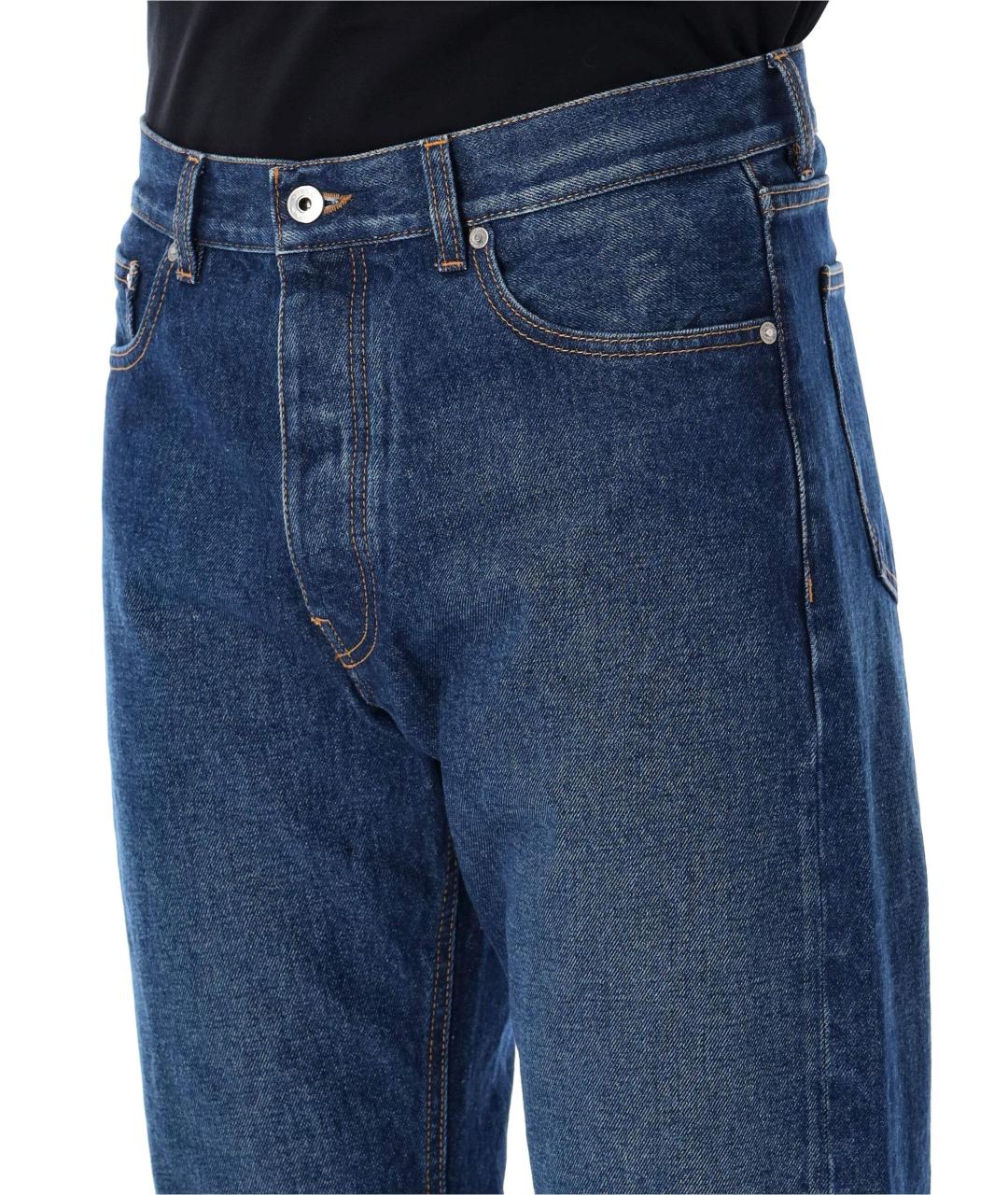 OFF-WHITE Синие хлопковые прямые джинсы, фото 3