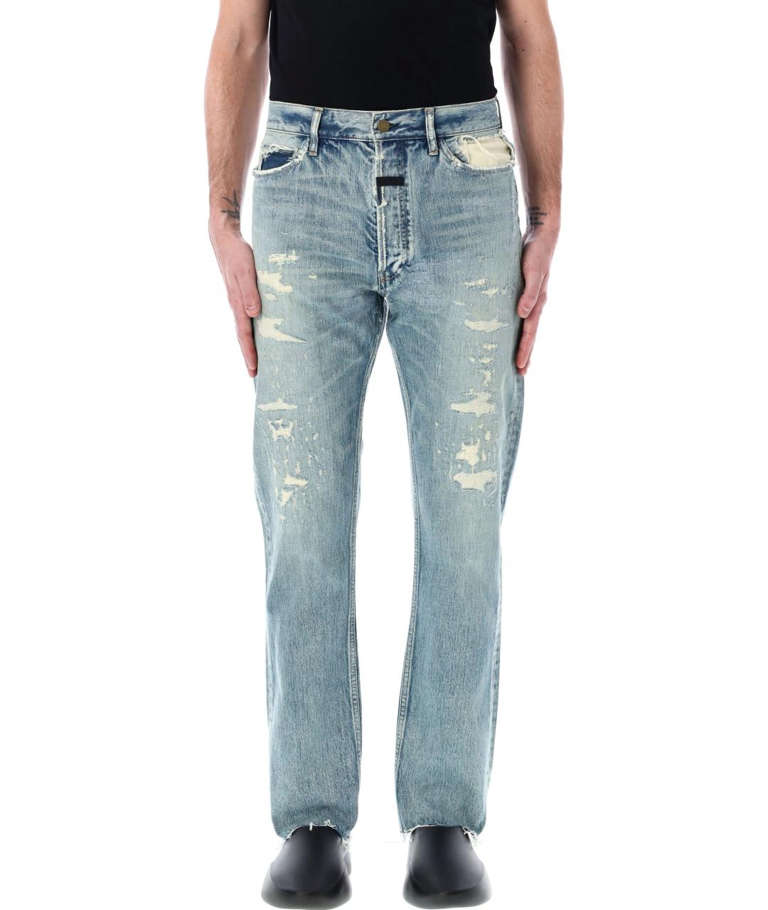 FEAR OF GOD Голубые хлопковые прямые джинсы, фото 4