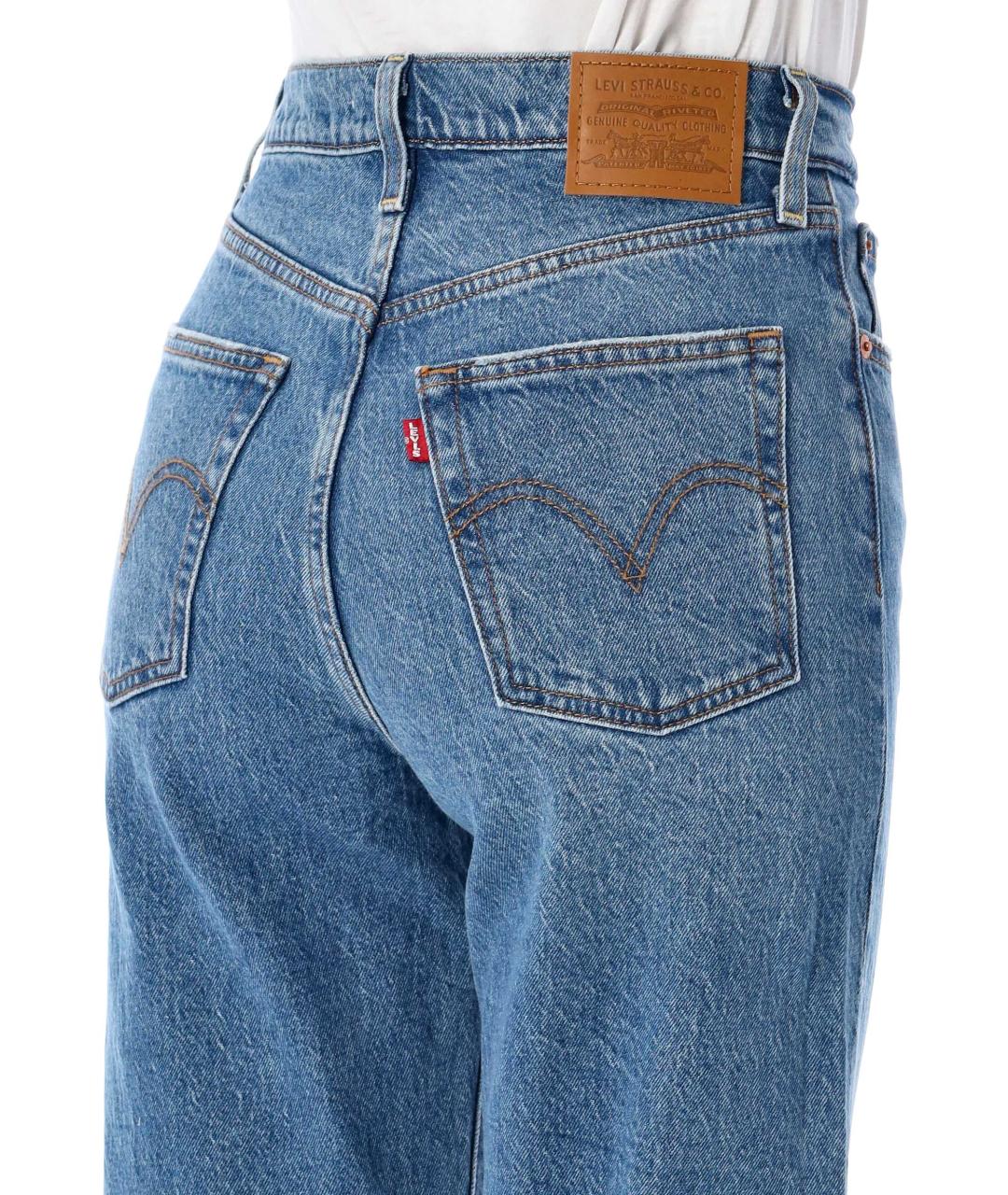 LEVI'S Голубые хлопковые прямые джинсы, фото 3