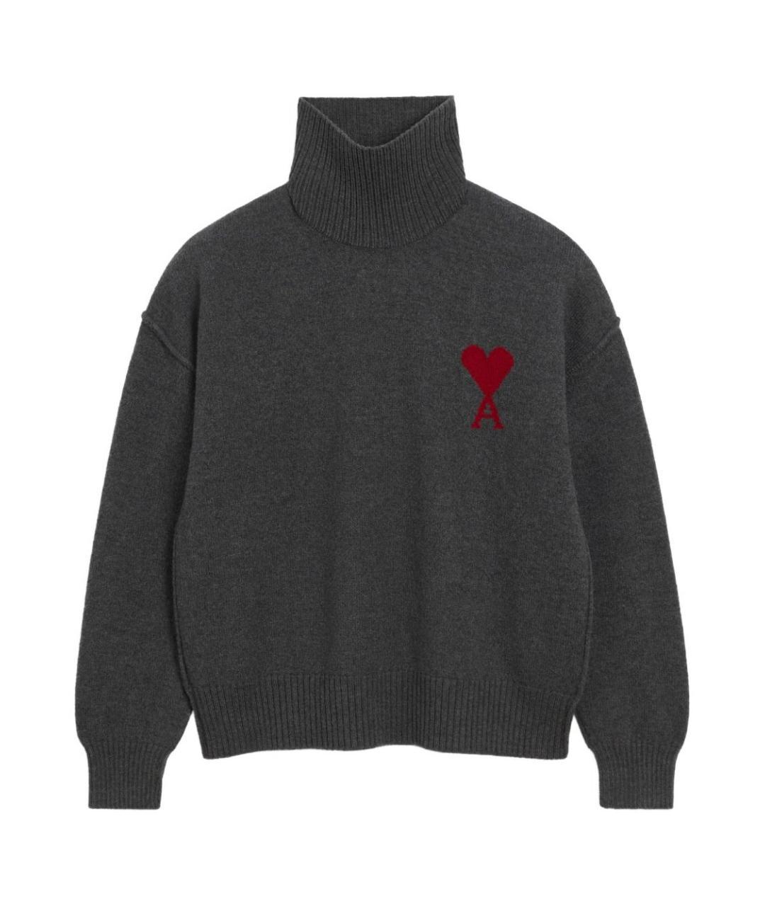 Ami Paris Серый шерстяной джемпер / свитер, фото 1