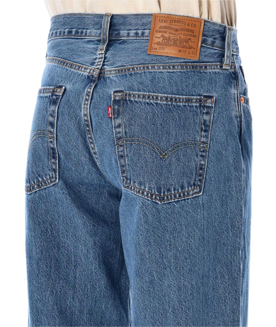LEVI'S Синие хлопковые прямые джинсы, фото 3