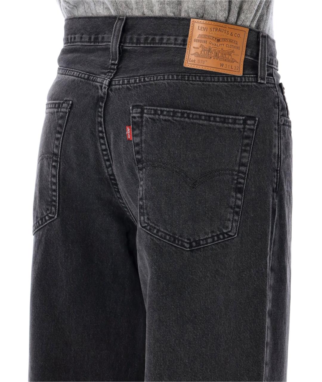 LEVI'S Черные хлопковые прямые джинсы, фото 3