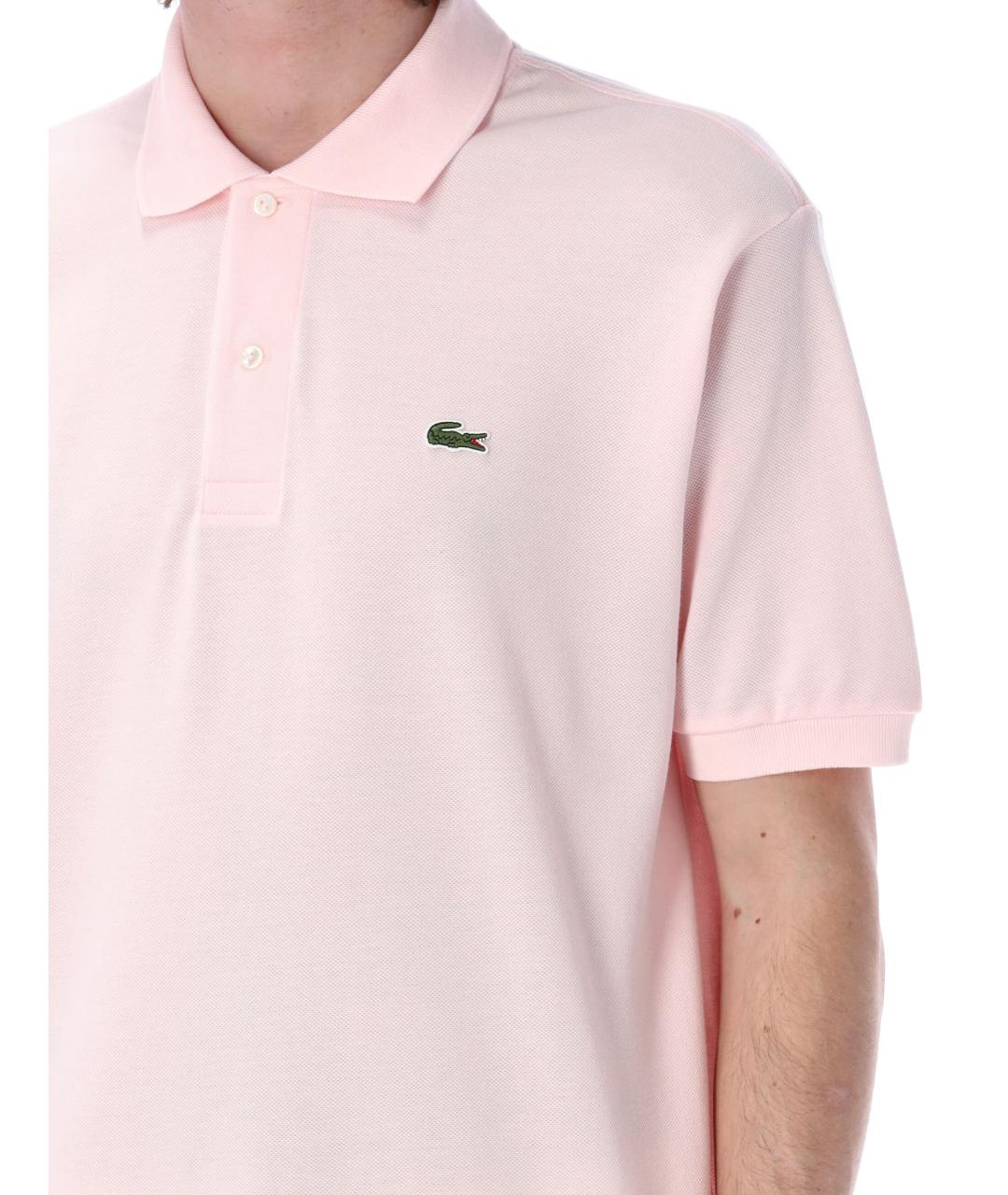 LACOSTE Розовое хлопковое поло с коротким рукавом, фото 4