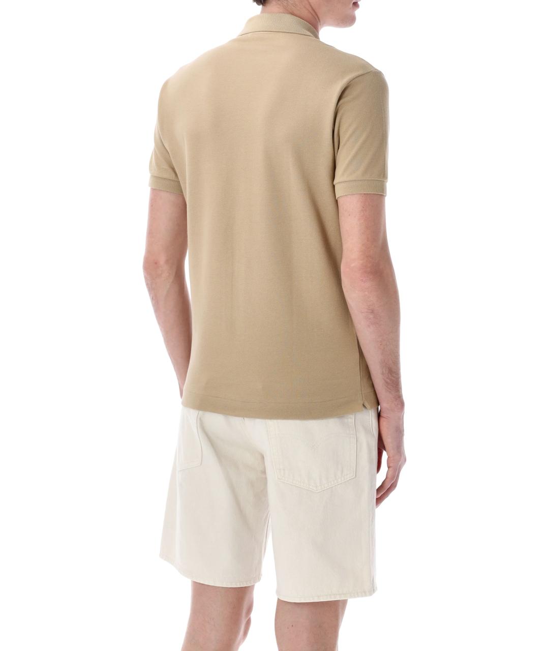 LACOSTE Бежевое хлопковое поло с коротким рукавом, фото 3