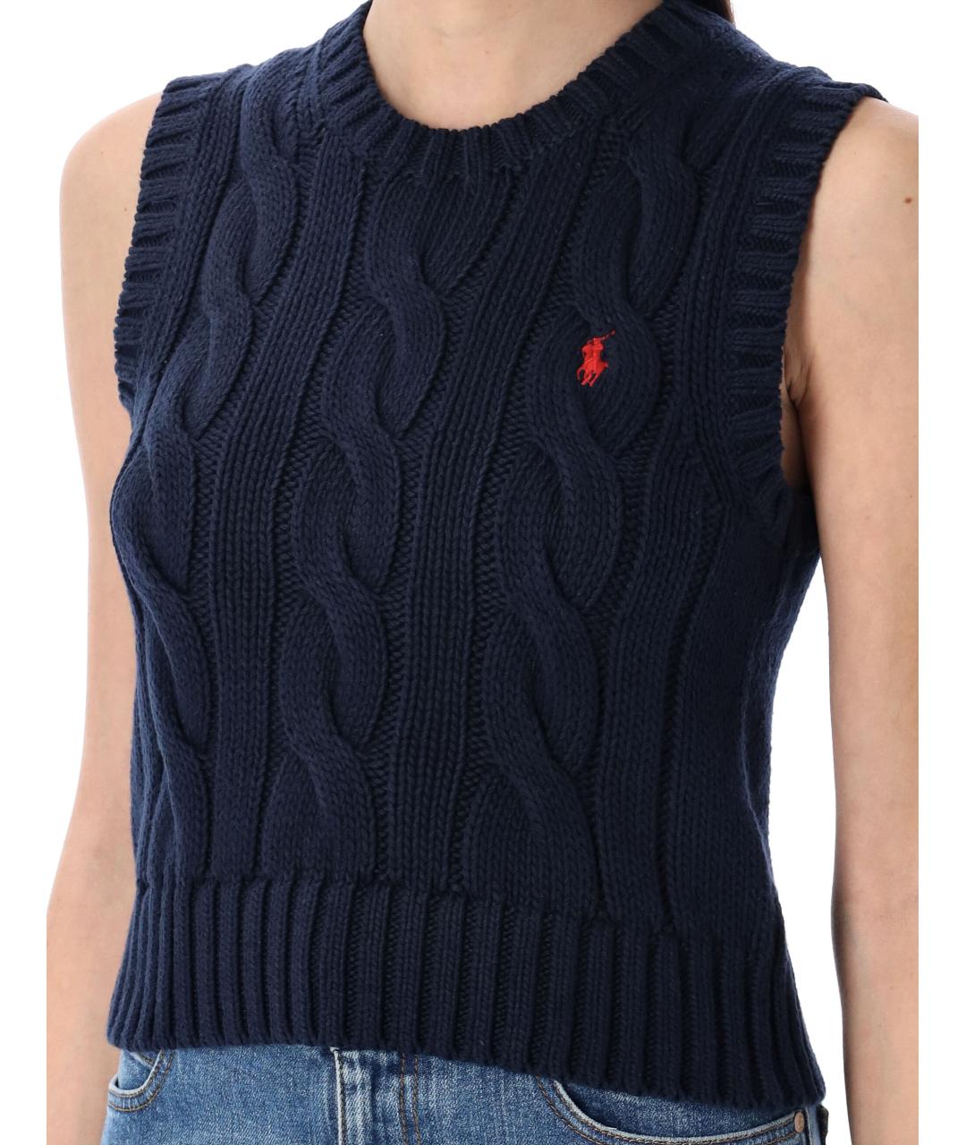 POLO RALPH LAUREN Темно-синяя хлопковая жилетка, фото 4