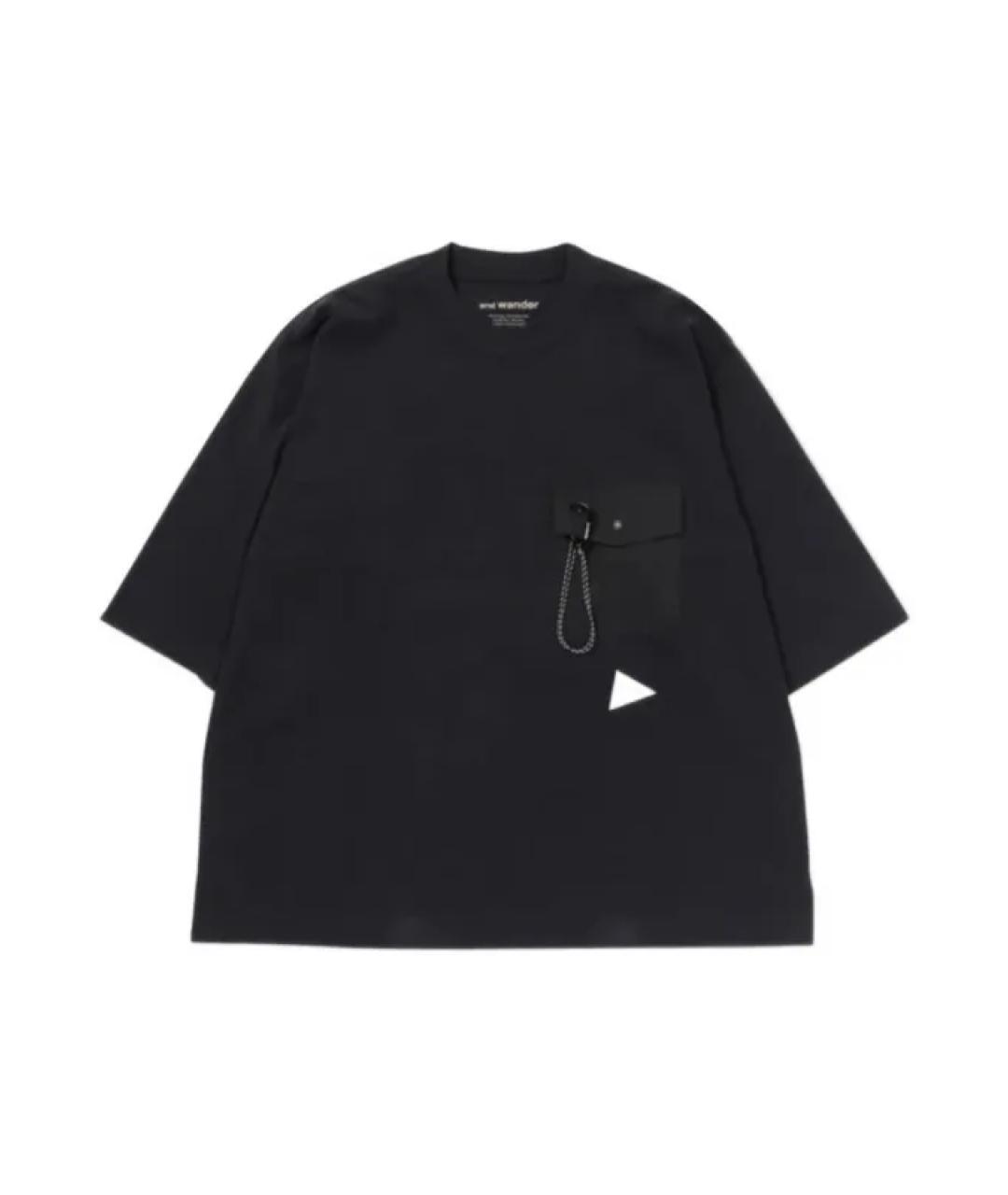 AND WANDER Черная хлопковая футболка, фото 1
