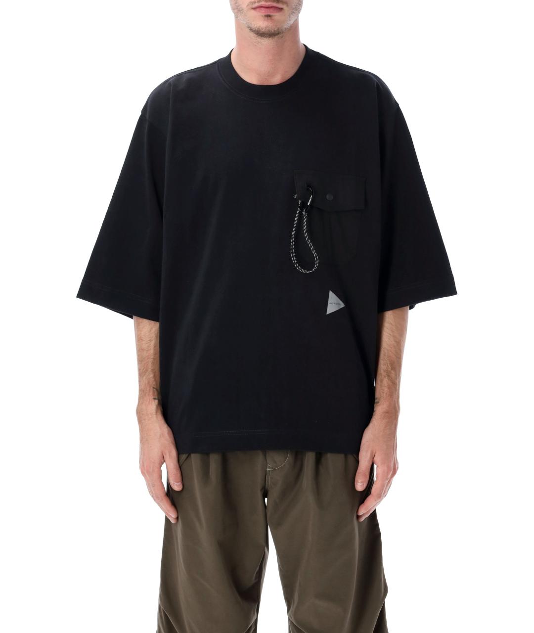 AND WANDER Черная хлопковая футболка, фото 2