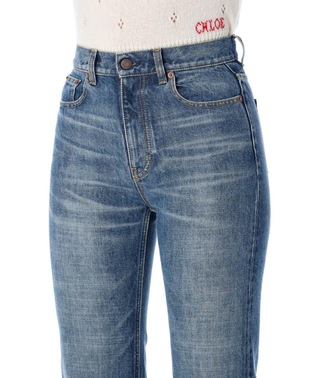CHLOE Голубые хлопковые прямые джинсы, фото 3