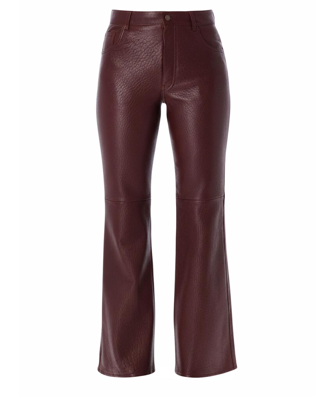 CHLOE Бордовые кожаные прямые брюки, фото 1